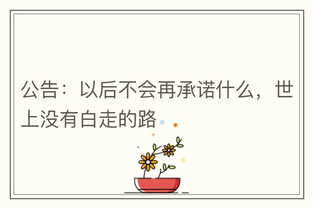 公告：以后不會(huì )再承諾什么，世上沒(méi)有白走的路