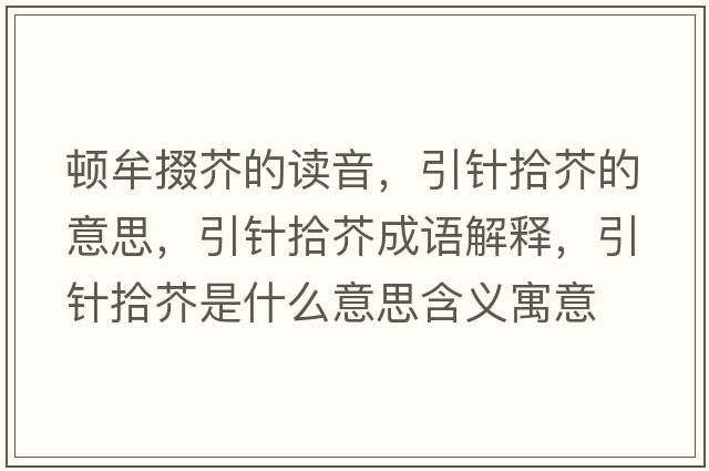 頓牟掇芥的讀音，引針拾芥的意思，引針拾芥成語(yǔ)解釋?zhuān)樖敖媸鞘裁匆馑己x寓意