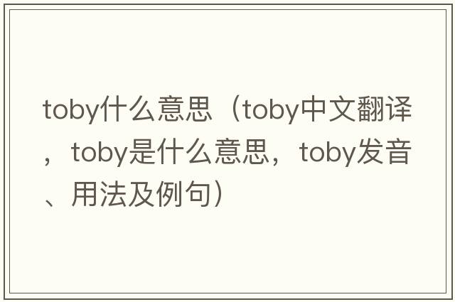 toby什么意思（toby中文翻譯，toby是什么意思，toby發(fā)音、用法及例句）