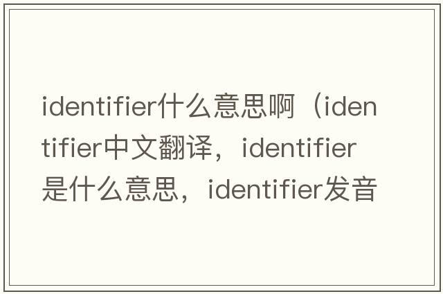 identifier什么意思?。╥dentifier中文翻譯，identifier是什么意思，identifier發(fā)音、用法及例句）