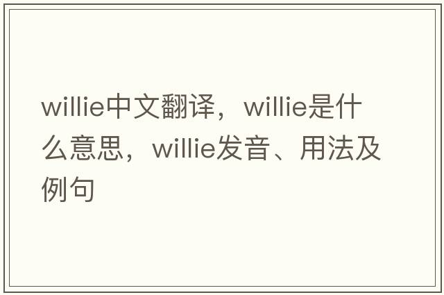 willie中文翻譯，willie是什么意思，willie發(fā)音、用法及例句