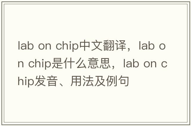 lab on chip中文翻譯，lab on chip是什么意思，lab on chip發(fā)音、用法及例句