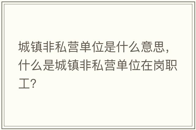 城鎮非私營(yíng)單位是什么意思，什么是城鎮非私營(yíng)單位在崗職工？