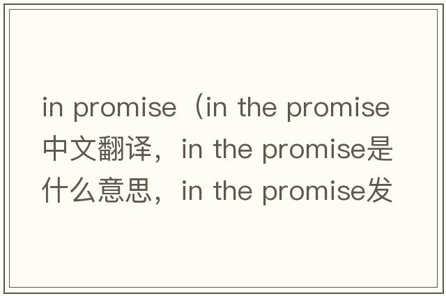 in promise（in the promise中文翻譯，in the promise是什么意思，in the promise發(fā)音、用法及例句）