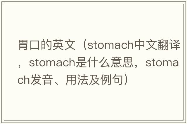 胃口的英文（stomach中文翻譯，stomach是什么意思，stomach發(fā)音、用法及例句）