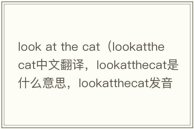 look at the cat（lookatthecat中文翻譯，lookatthecat是什么意思，lookatthecat發(fā)音、用法及例句）