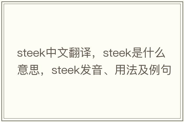 steek中文翻譯，steek是什么意思，steek發(fā)音、用法及例句