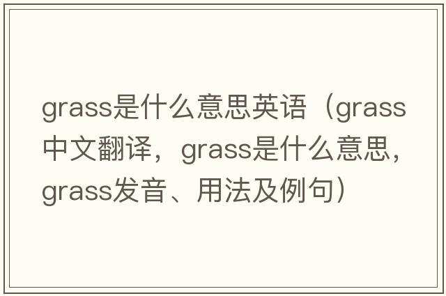 grass是什么意思英語(yǔ)（grass中文翻譯，grass是什么意思，grass發(fā)音、用法及例句）