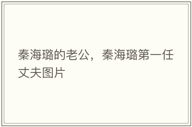 秦海璐的老公，秦海璐第一任丈夫圖片