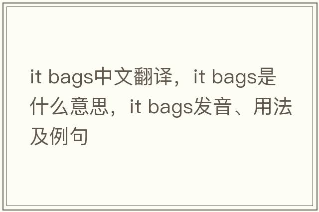 it bags中文翻譯，it bags是什么意思，it bags發(fā)音、用法及例句