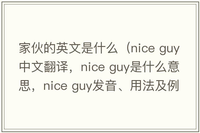 家伙的英文是什么（nice guy中文翻譯，nice guy是什么意思，nice guy發(fā)音、用法及例句）