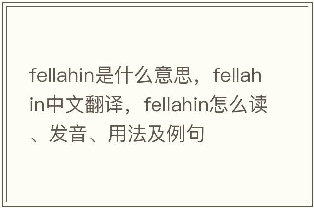 fellahin是什么意思，fellahin中文翻譯，fellahin怎么讀、發(fā)音、用法及例句