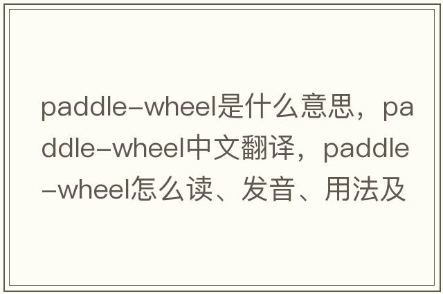 paddle-wheel是什么意思，paddle-wheel中文翻譯，paddle-wheel怎么讀、發(fā)音、用法及例句