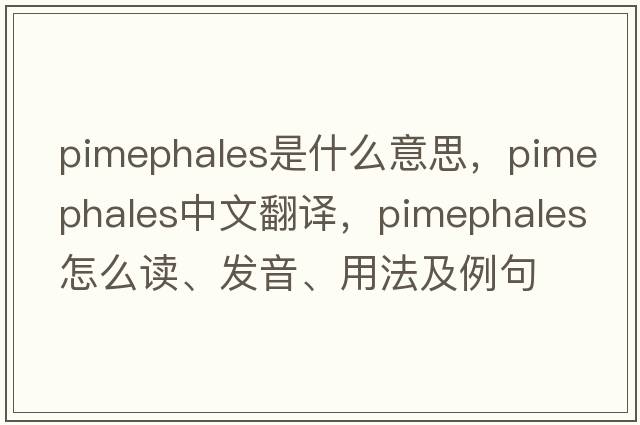 Pimephales是什么意思，Pimephales中文翻譯，Pimephales怎么讀、發(fā)音、用法及例句