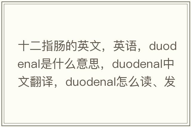 十二指腸的英文，英語(yǔ)，duodenal是什么意思，duodenal中文翻譯，duodenal怎么讀、發(fā)音、用法及例句