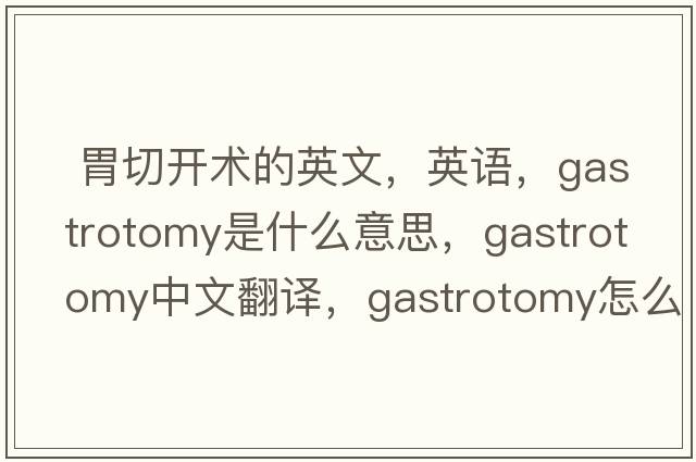  胃切開(kāi)術(shù)的英文，英語(yǔ)，gastrotomy是什么意思，gastrotomy中文翻譯，gastrotomy怎么讀、發(fā)音、用法及例句