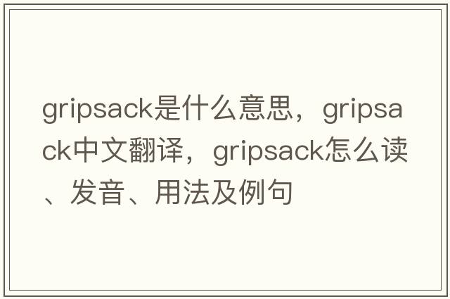gripsack是什么意思，gripsack中文翻譯，gripsack怎么讀、發(fā)音、用法及例句