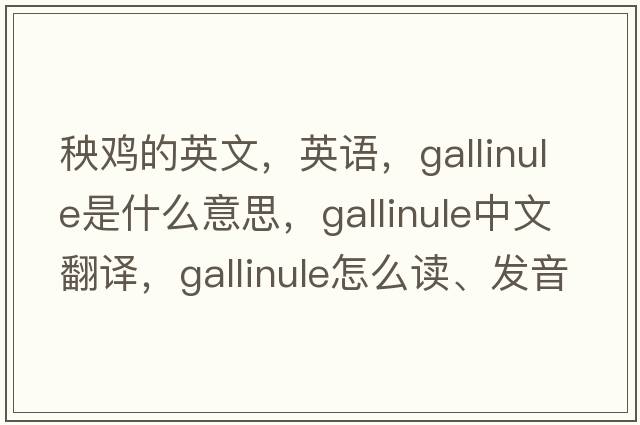 秧雞的英文，英語(yǔ)，gallinule是什么意思，gallinule中文翻譯，gallinule怎么讀、發(fā)音、用法及例句