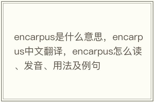 encarpus是什么意思，encarpus中文翻譯，encarpus怎么讀、發(fā)音、用法及例句