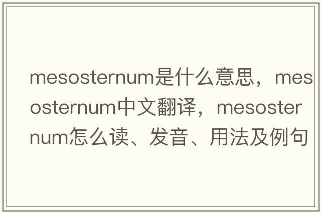mesosternum是什么意思，mesosternum中文翻譯，mesosternum怎么讀、發(fā)音、用法及例句