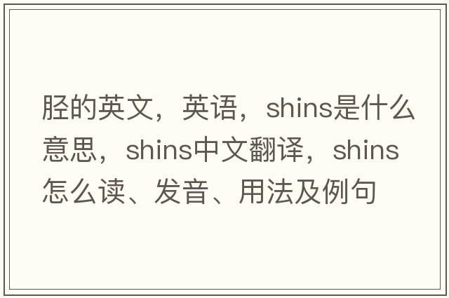 脛的英文，英語(yǔ)，shins是什么意思，shins中文翻譯，shins怎么讀、發(fā)音、用法及例句