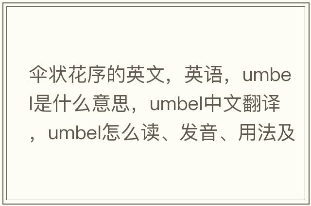 傘狀花序的英文，英語(yǔ)，umbel是什么意思，umbel中文翻譯，umbel怎么讀、發(fā)音、用法及例句