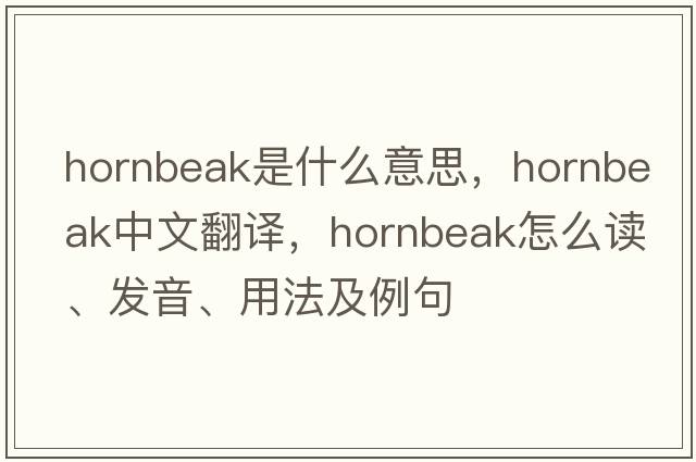 Hornbeak是什么意思，Hornbeak中文翻譯，Hornbeak怎么讀、發(fā)音、用法及例句