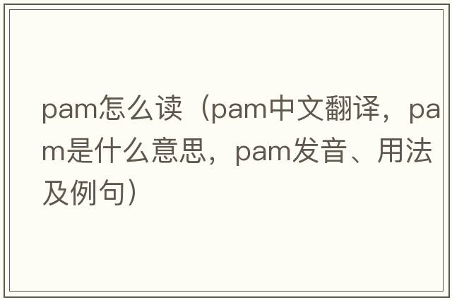 pam怎么讀（pam中文翻譯，pam是什么意思，pam發(fā)音、用法及例句）