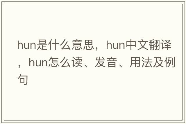 hun是什么意思，hun中文翻譯，hun怎么讀、發(fā)音、用法及例句