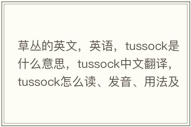 草叢的英文，英語(yǔ)，tussock是什么意思，tussock中文翻譯，tussock怎么讀、發(fā)音、用法及例句