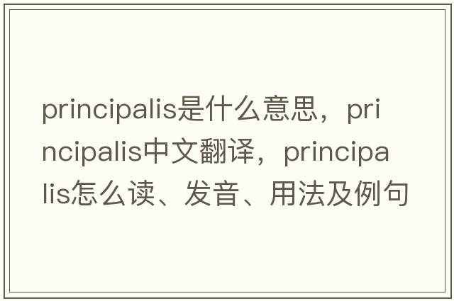 principalis是什么意思，principalis中文翻譯，principalis怎么讀、發(fā)音、用法及例句