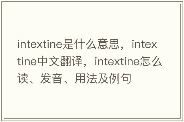 intextine是什么意思，intextine中文翻譯，intextine怎么讀、發(fā)音、用法及例句