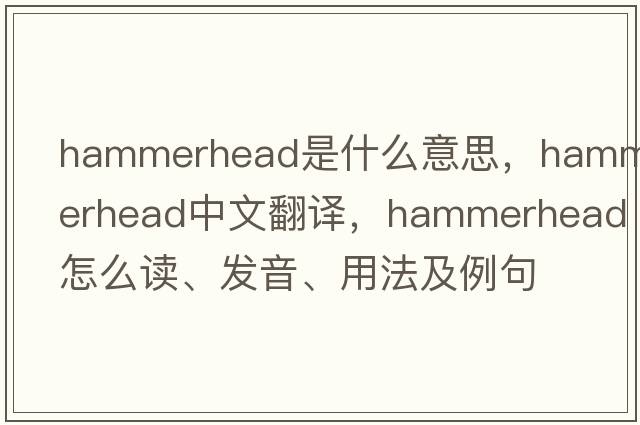 hammerhead是什么意思，hammerhead中文翻譯，hammerhead怎么讀、發(fā)音、用法及例句