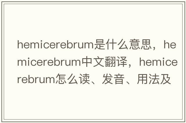 hemicerebrum是什么意思，hemicerebrum中文翻譯，hemicerebrum怎么讀、發(fā)音、用法及例句