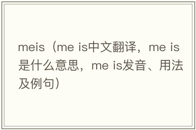 meis（me is中文翻譯，me is是什么意思，me is發(fā)音、用法及例句）