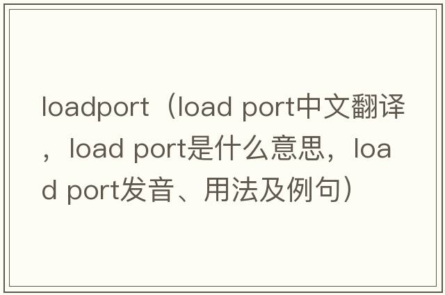 loadport（load port中文翻譯，load port是什么意思，load port發(fā)音、用法及例句）