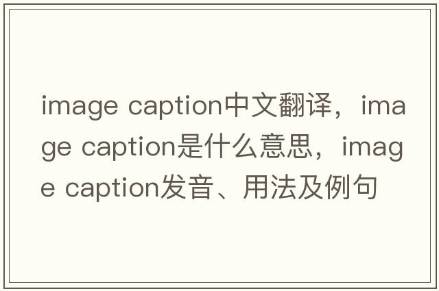 image caption中文翻譯，image caption是什么意思，image caption發(fā)音、用法及例句