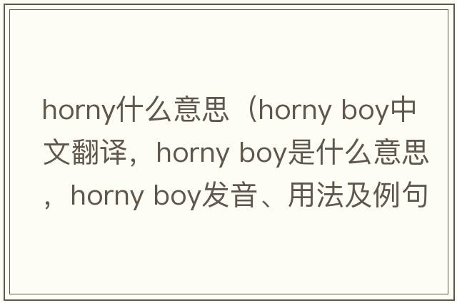 horny什么意思（horny boy中文翻譯，horny boy是什么意思，horny boy發(fā)音、用法及例句）