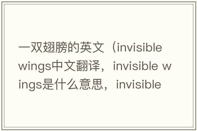 一雙翅膀的英文（invisible wings中文翻譯，invisible wings是什么意思，invisible wings發(fā)音、用法及例句）