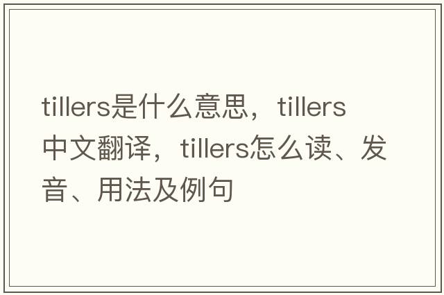 tillers是什么意思，tillers中文翻譯，tillers怎么讀、發(fā)音、用法及例句