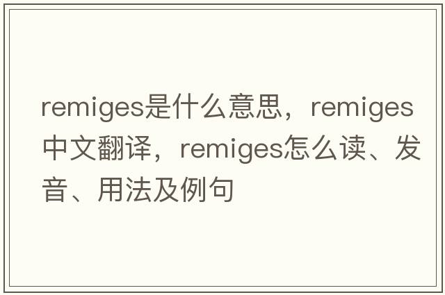 remiges是什么意思，remiges中文翻譯，remiges怎么讀、發(fā)音、用法及例句