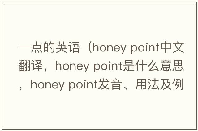 一點(diǎn)的英語(yǔ)（honey point中文翻譯，honey point是什么意思，honey point發(fā)音、用法及例句）