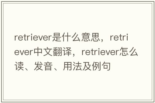 retriever是什么意思，retriever中文翻譯，retriever怎么讀、發(fā)音、用法及例句