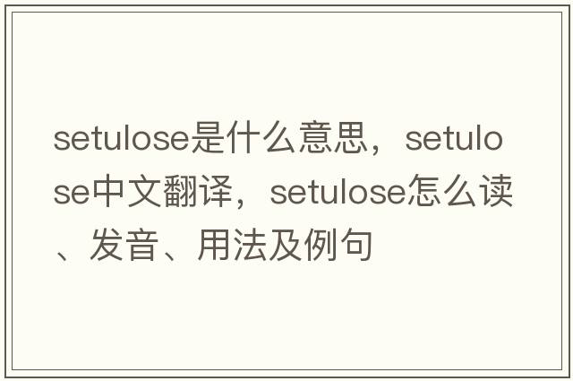 setulose是什么意思，setulose中文翻譯，setulose怎么讀、發(fā)音、用法及例句