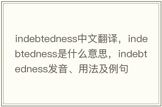 indebtedness中文翻譯，indebtedness是什么意思，indebtedness發(fā)音、用法及例句