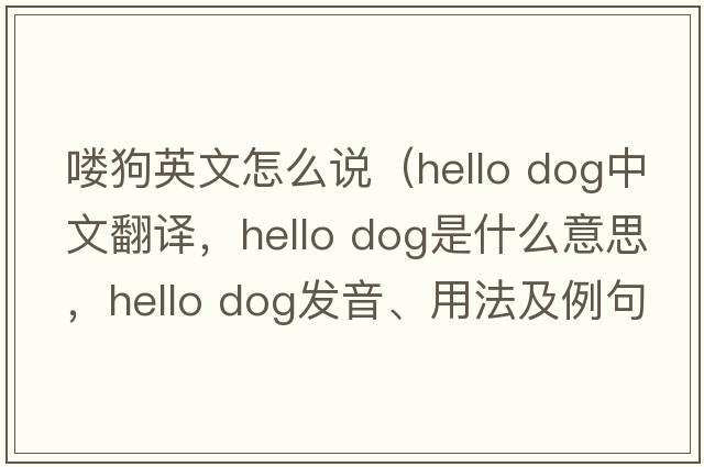 嘍狗英文怎么說(shuō)（hello dog中文翻譯，hello dog是什么意思，hello dog發(fā)音、用法及例句）