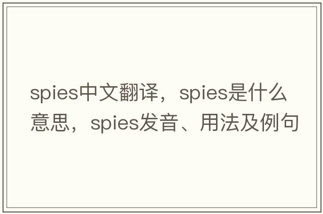 spies中文翻譯，spies是什么意思，spies發(fā)音、用法及例句