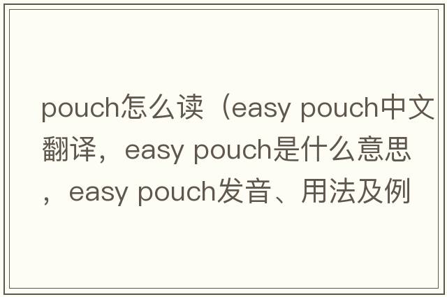 pouch怎么讀（easy pouch中文翻譯，easy pouch是什么意思，easy pouch發(fā)音、用法及例句）