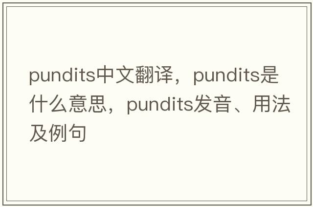 pundits中文翻譯，pundits是什么意思，pundits發(fā)音、用法及例句