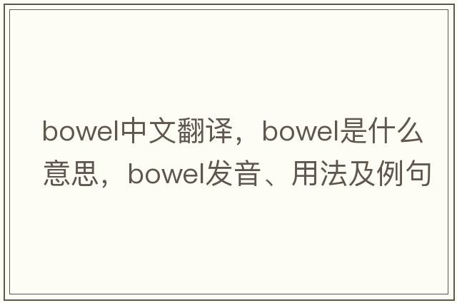 bowel中文翻譯，bowel是什么意思，bowel發(fā)音、用法及例句